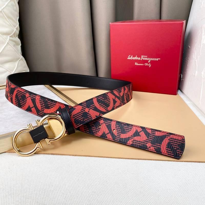 Salvatore Ferragamo Adjustable &amp; Reversible Logo All Over Men Belt &