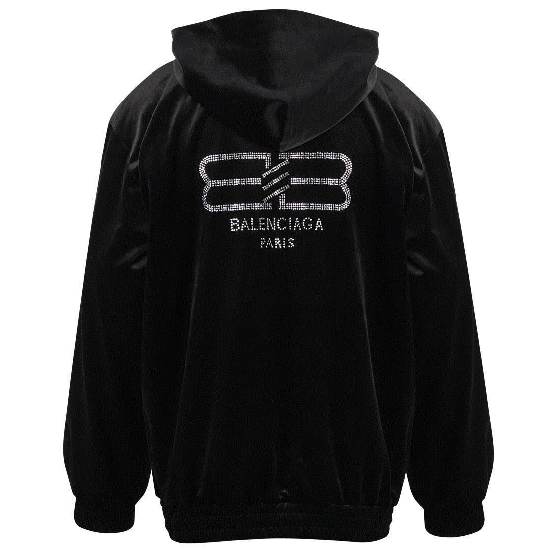 Balenciaga rhinestone-logo zipped hoodie