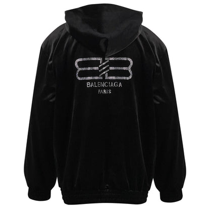 Balenciaga rhinestone-logo zipped hoodie