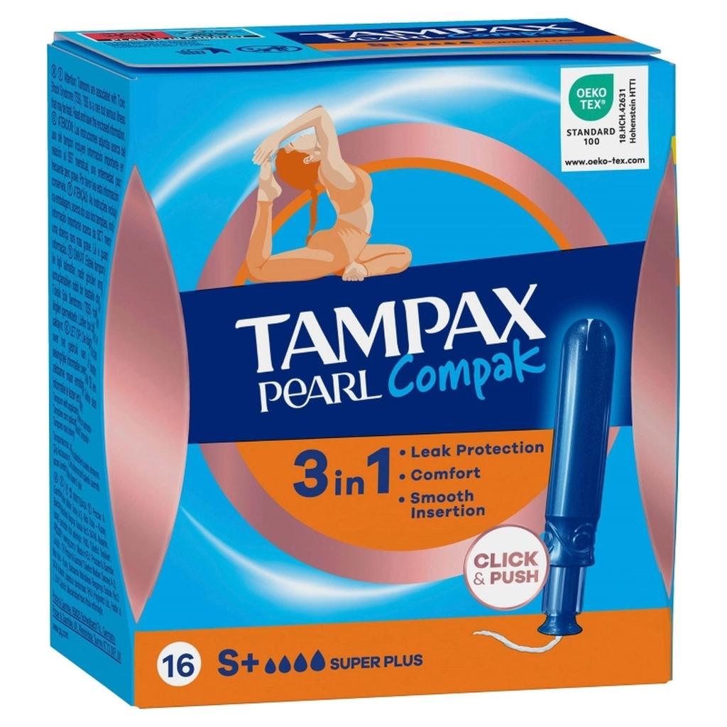 Tampax Pearl Compak Super Plus Tampons for Heavy Flow 16 Count