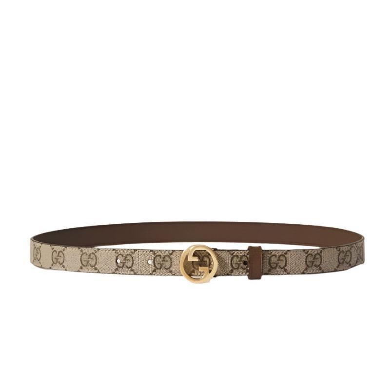 GUCCI Embellished coated-canvas and leather belt