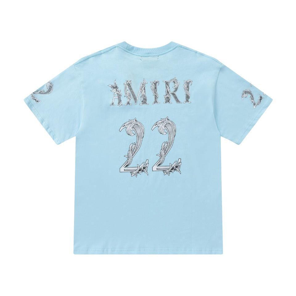 Amiri 22 Sky Blue T-Shirt Without Collar