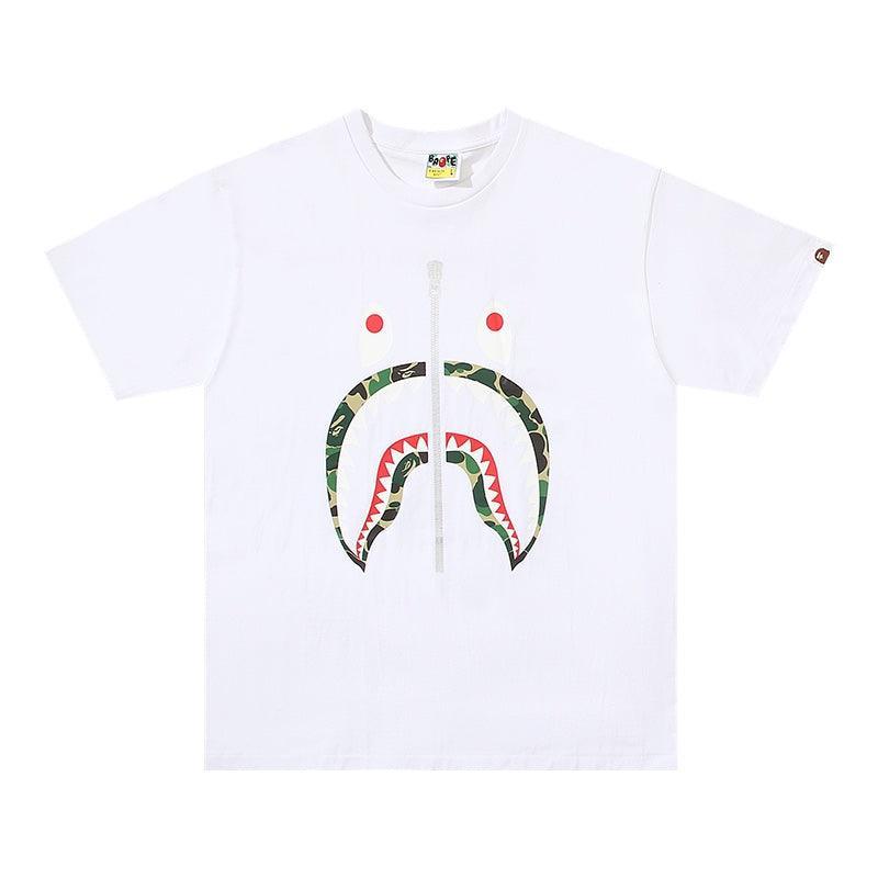 BATHING APE White T-SHORT SLEEVE TEE 1ST CAMO SHARK TEE
