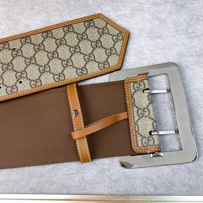 GUCCI Embellished coated-canvas and leather Women belt &