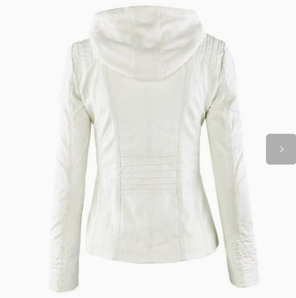 Womens PU Leather Motorcycle Jacket