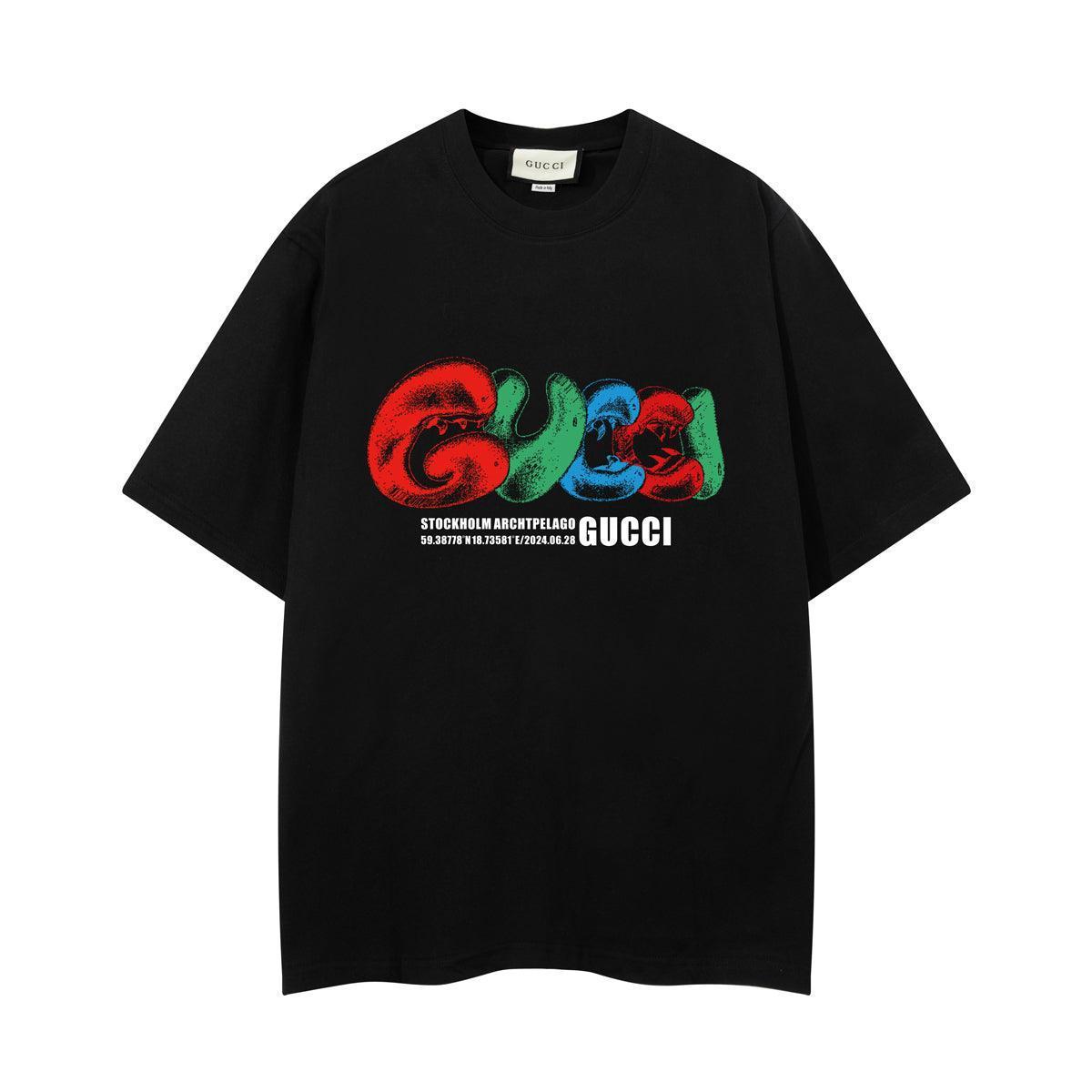 Gucci T-Shirt Black Collarless Premium Cotton - Luxury Casual Staple