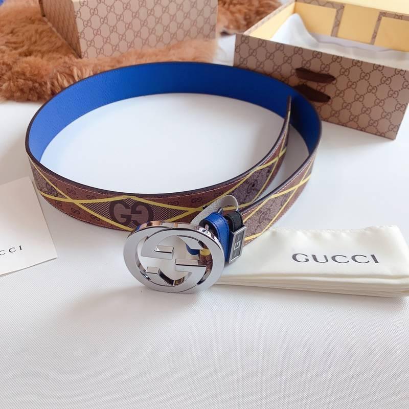 GUCCI Embellished coated-canvas and leather belt &