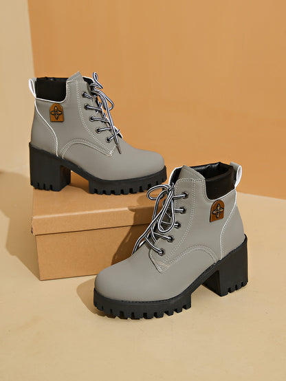 Women Chunky Heel Martin Boots
