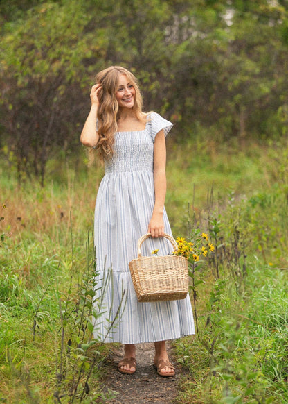 Summer Flutter Sleeve Midi Dress: XL