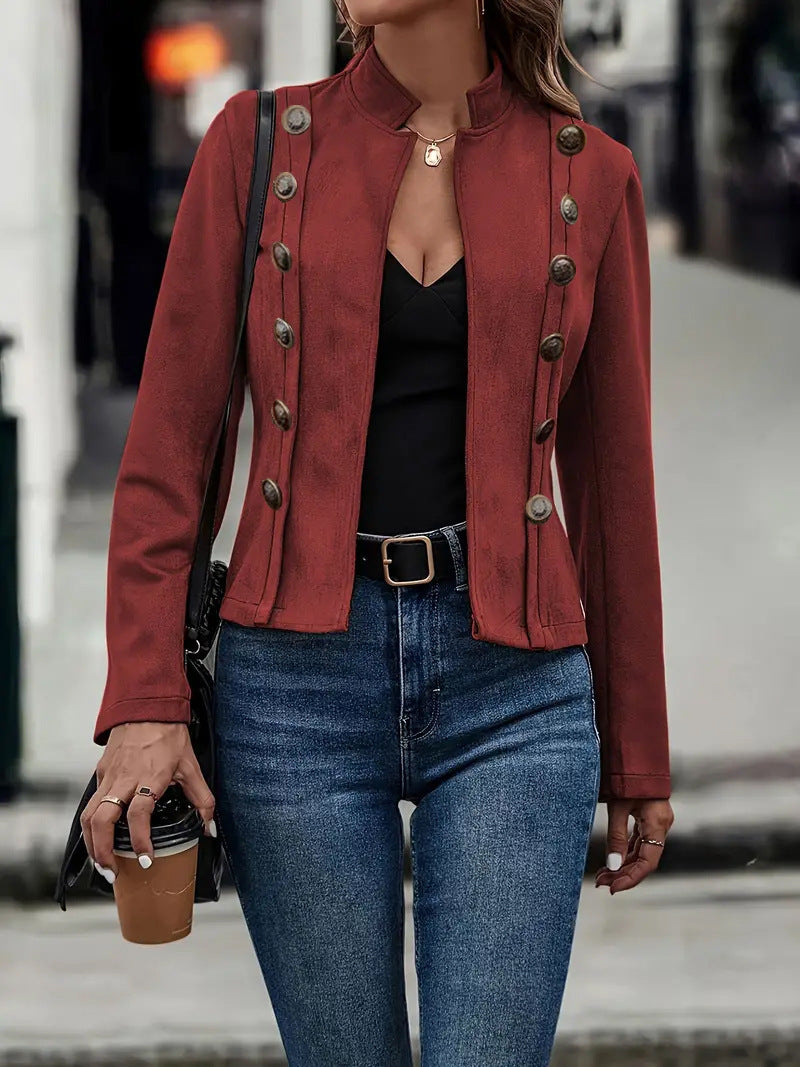 Womens Retro Suede Double Breasted Coat
