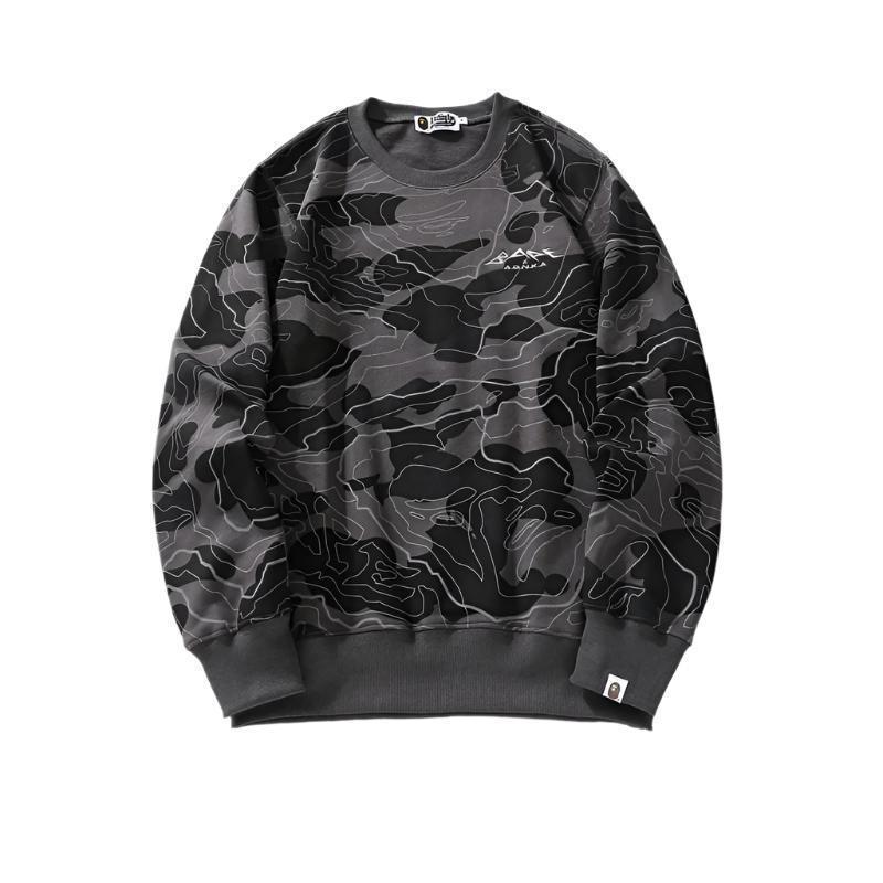 BATHING APE MEN SWEATSHIRT LAYERED CAMO CREWNECK MENS