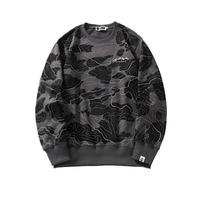 BATHING APE MEN SWEATSHIRT LAYERED CAMO CREWNECK MENS