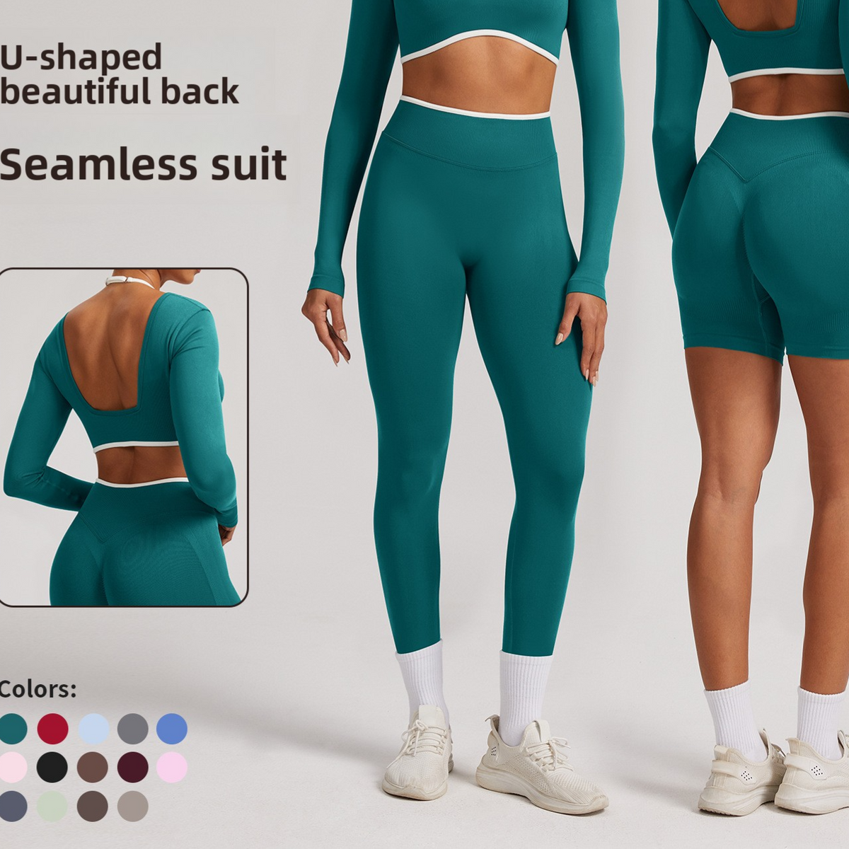 Seamless White Hemmed Yoga Suit for Women