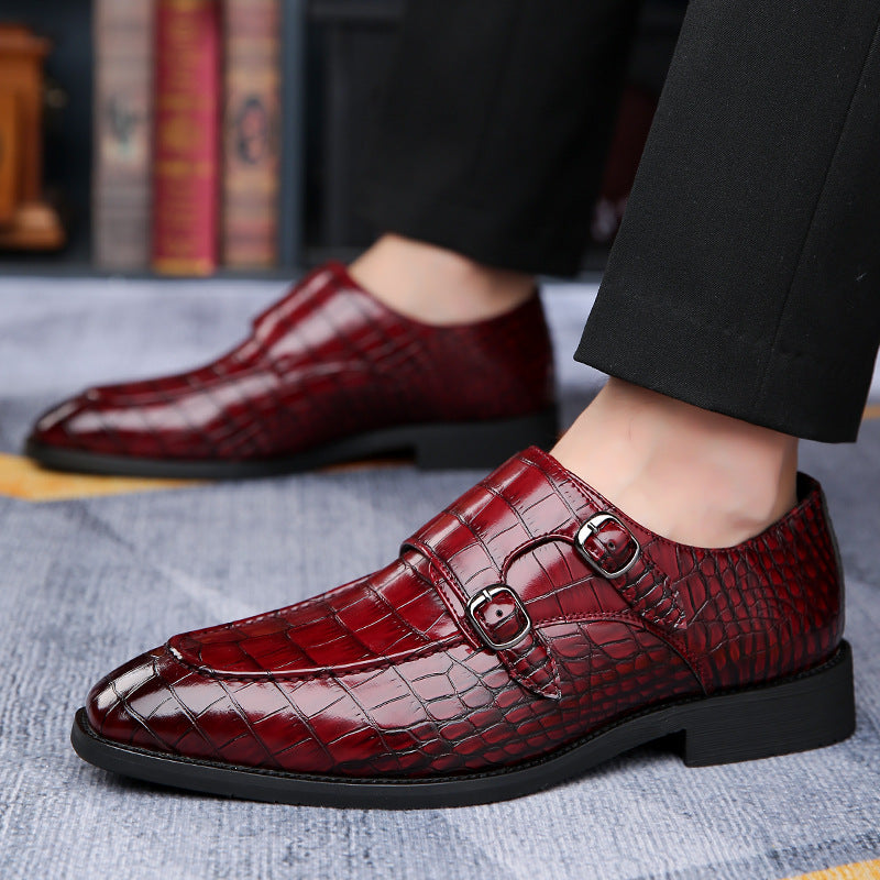 Mens Business Leather Shoes with Metal Buckle
