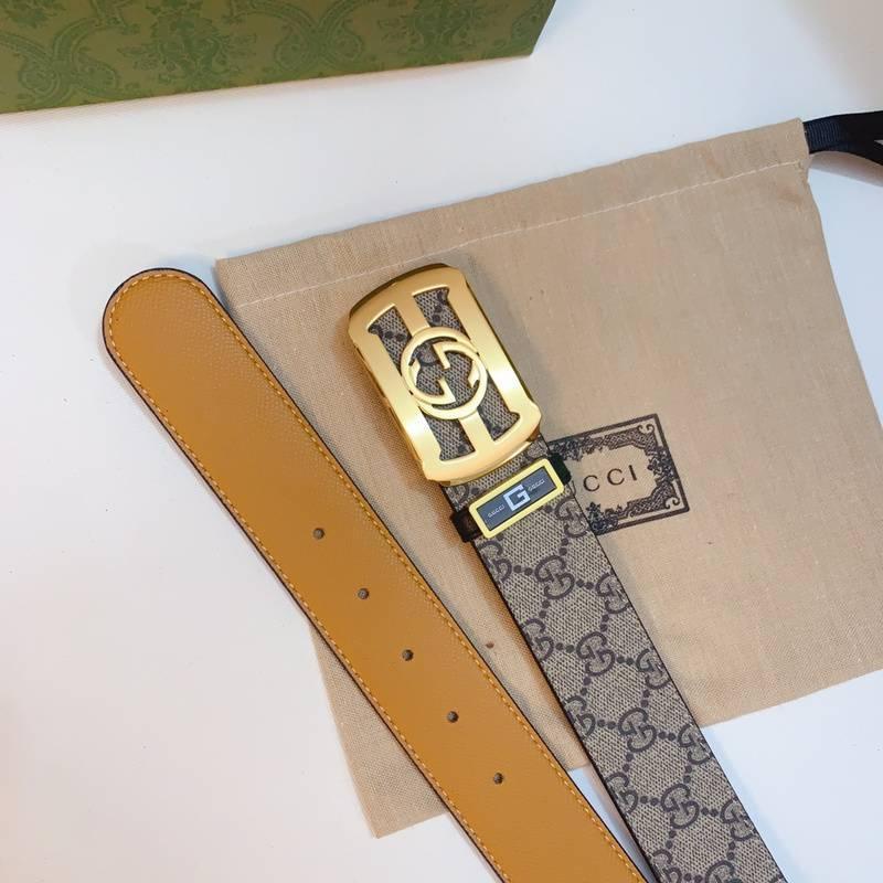 GUCCI Embellished coated-canvas and leather belt &