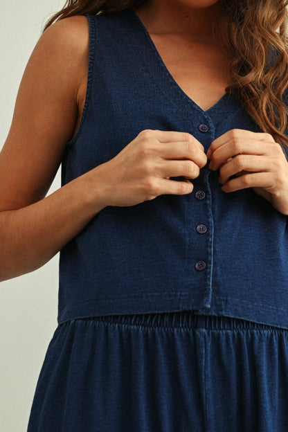 Dye And Wash Knitted Top: Indigo