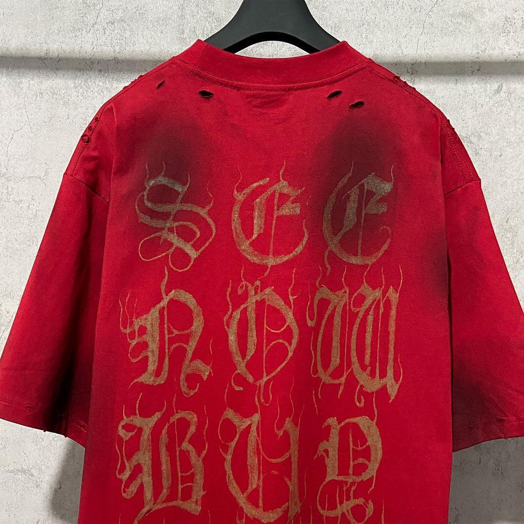 Balenciaga Red T-Shirt Without Collar