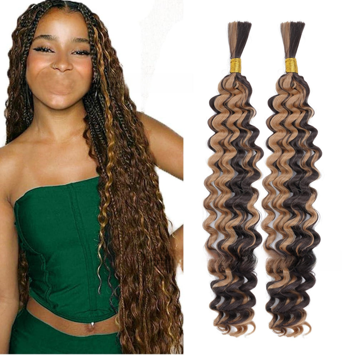 Deep Wave Bohemian Braid Wig Hand-Woven Hair Extensions