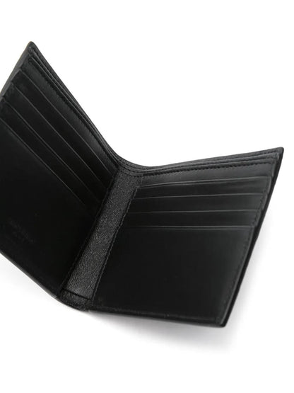 SAINT LAURENT Mini Leather Wallet with Crocodile Embossed Detail