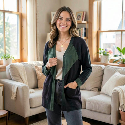 Alfani Colorblocked Open-Front Cardigan, Size Medium