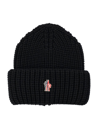MONCLER GRENOBLE Wool Beanie with Logo for Men
