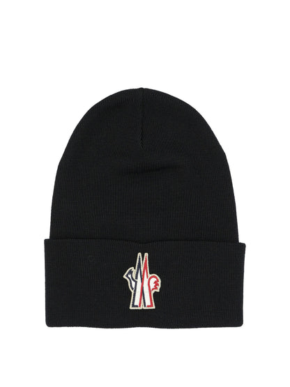 MONCLER GRENOBLE Classic Logo Wool Beanie for Men