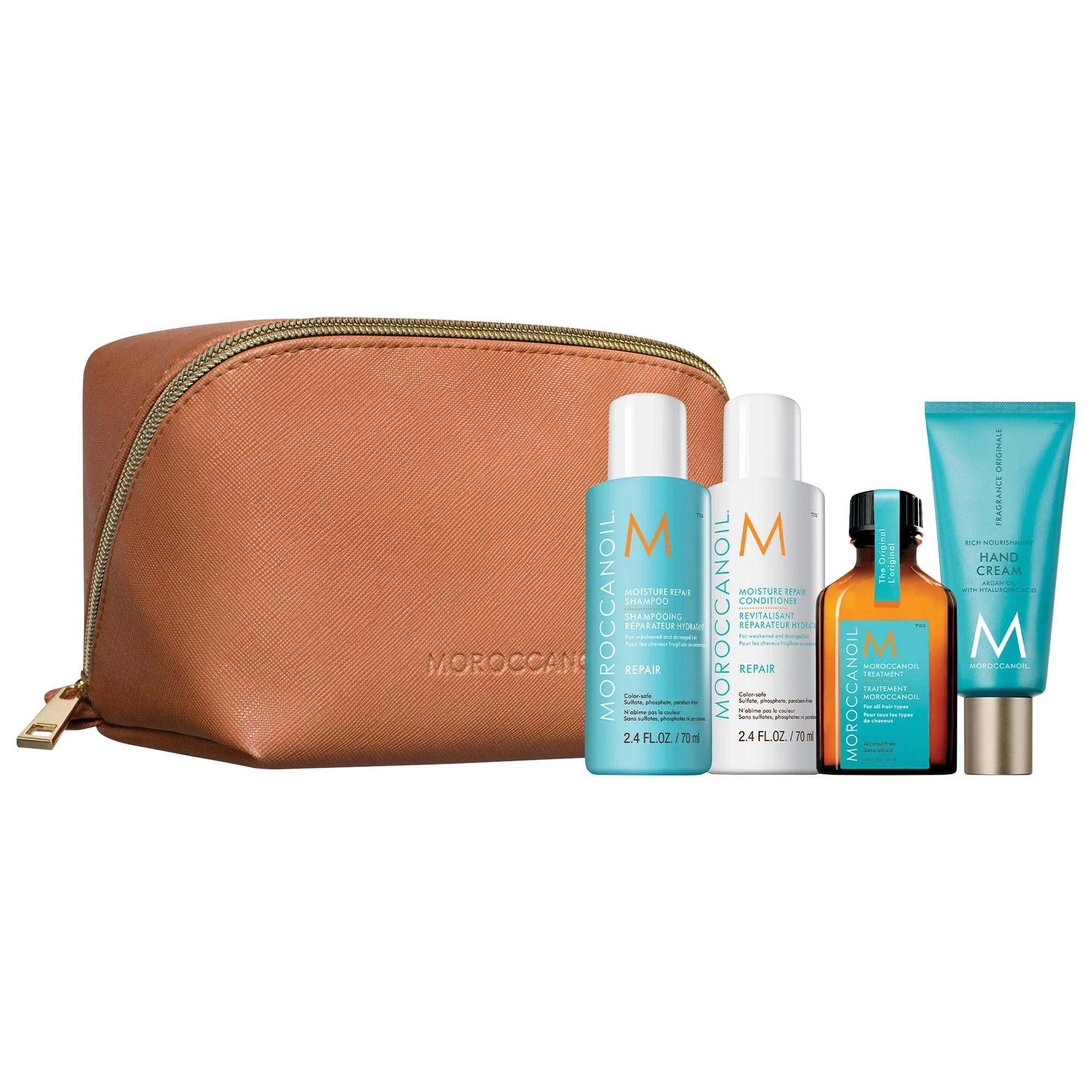 Moroccanoil Mini Hair Repair Kit: Treat Damaged, Dry Hair with Argan Oil - Sulfate &amp; Paraben Free, Travel Size for Shine &amp; Softness