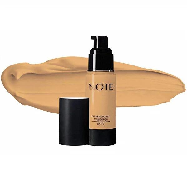 Note Detox &amp; Protect Liquid Foundation - SPF 15 Sand Shade - Dermatologically Tested, All Skin Types - Full Coverage, Even Skin Tone