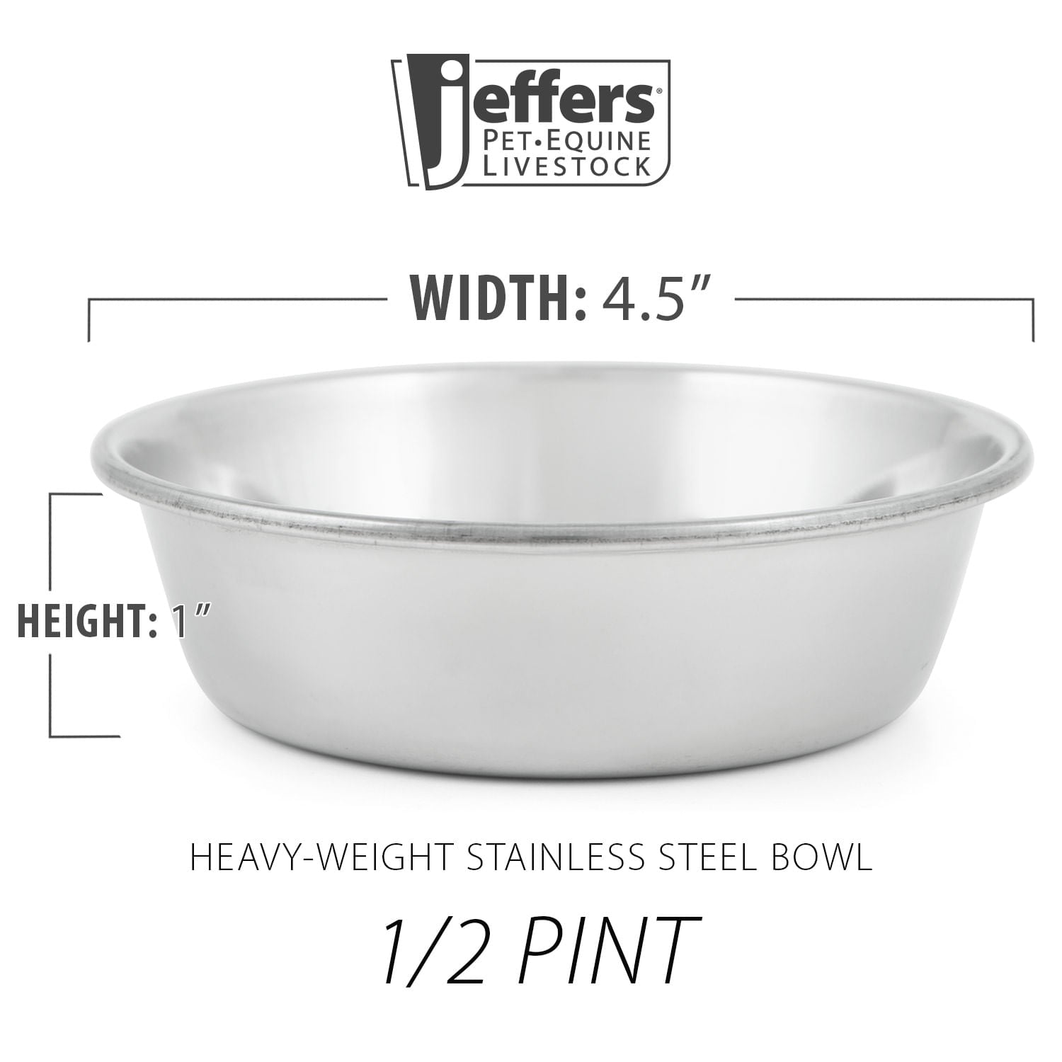 Jeffers Heavy Weight Stainless Steel Pet Bowls – Durable Pet Food &amp; Water Dish, Chew-Resistant, Dishwasher Safe