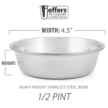Jeffers Heavy Weight Stainless Steel Pet Bowls – Durable Pet Food &amp; Water Dish, Chew-Resistant, Dishwasher Safe