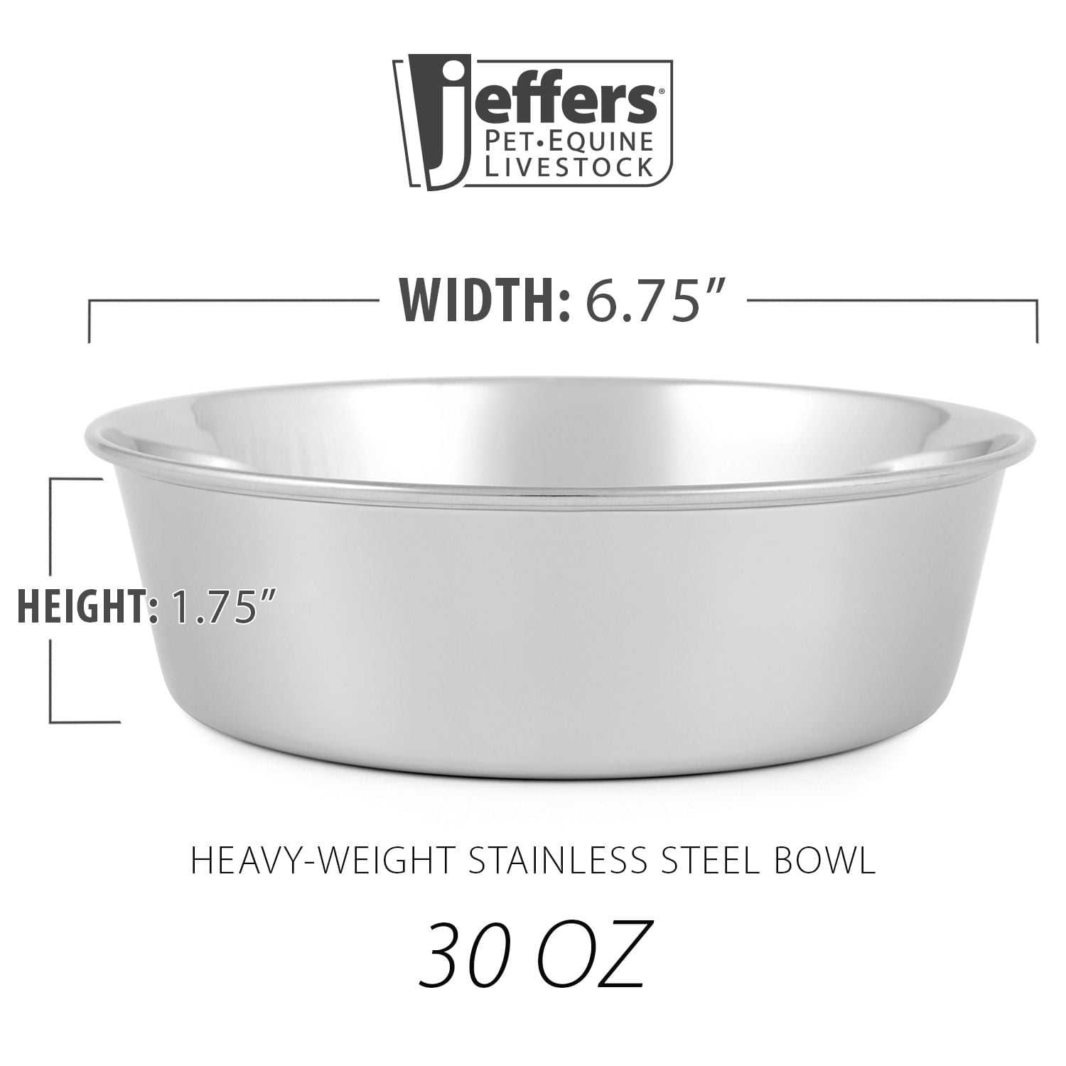 Jeffers Heavy Weight Stainless Steel Pet Bowls – Durable Pet Food &amp; Water Dish, Chew-Resistant, Dishwasher Safe