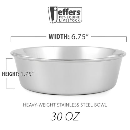Jeffers Heavy Weight Stainless Steel Pet Bowls – Durable Pet Food &amp; Water Dish, Chew-Resistant, Dishwasher Safe