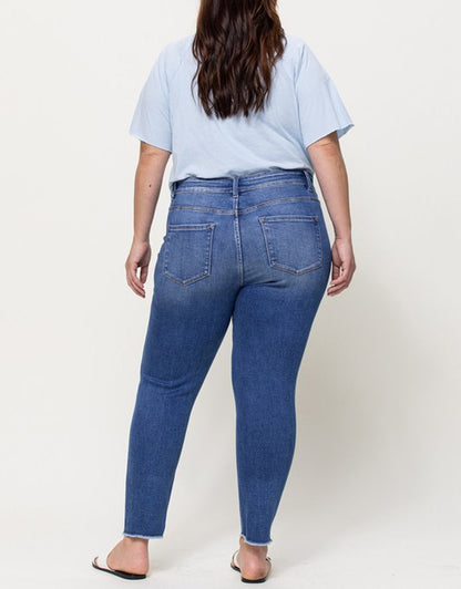 Amber Curvy Mid Rise Crop Skinny - Dark