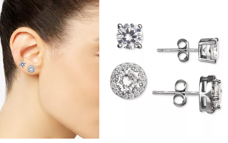 Giani Bernini 2-PC. Set Cubic Zirconia Solitaire &amp; Halo Stud Earrings in Sterlin
