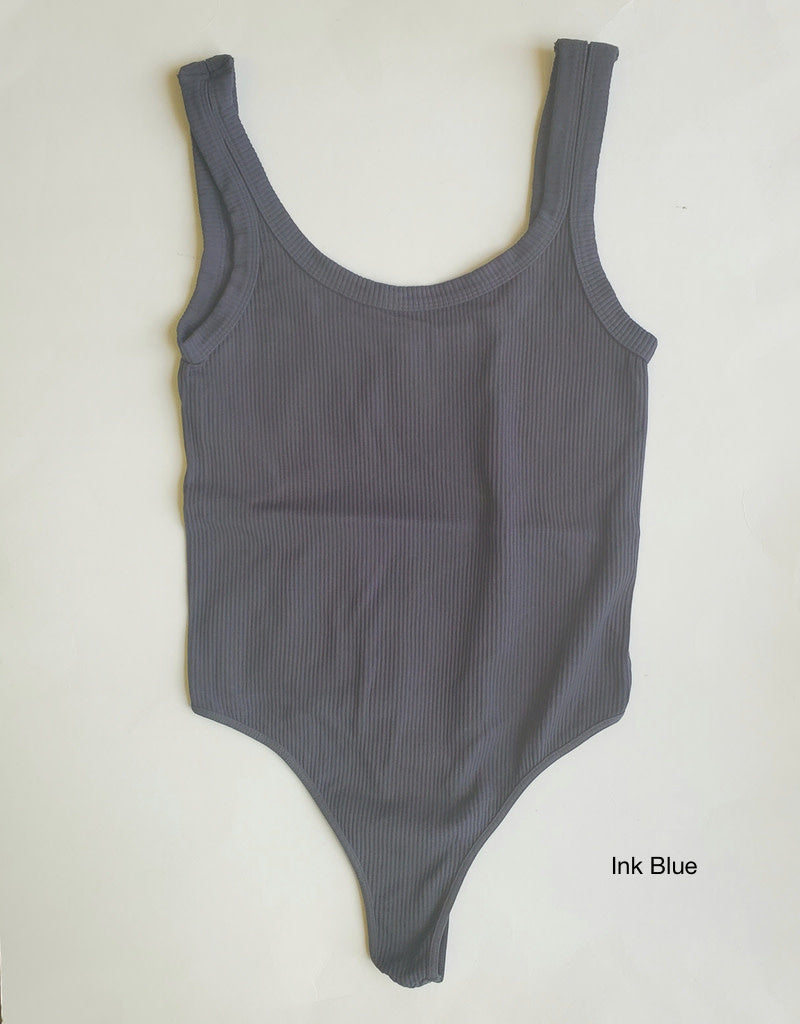 Ribbed Scoop Neck &amp; Back Bodysuit