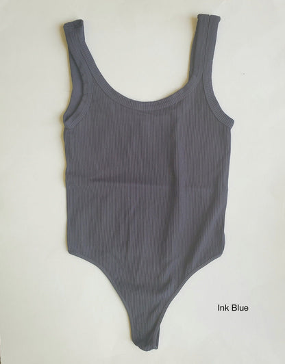 Ribbed Scoop Neck &amp; Back Bodysuit