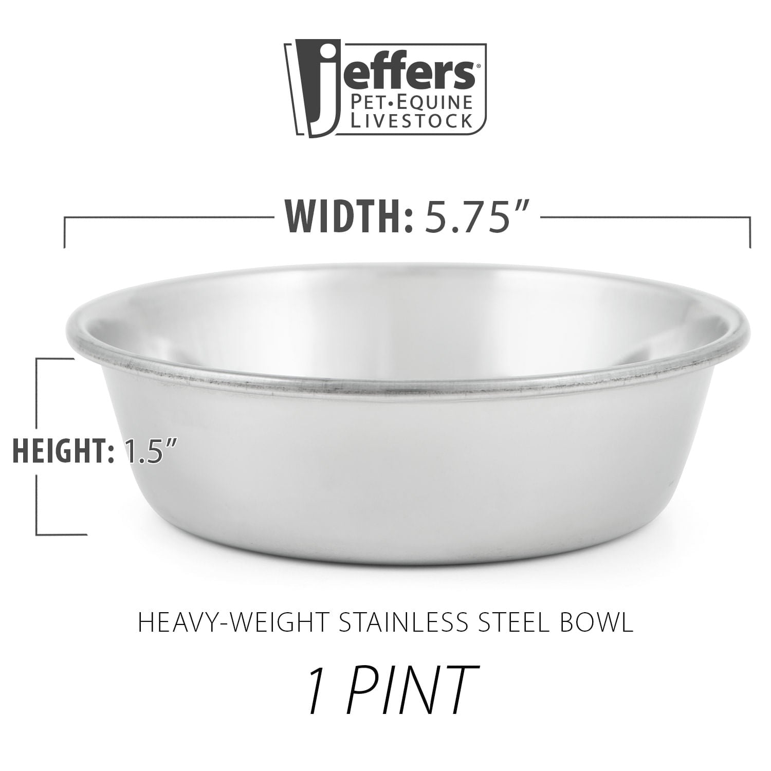 Jeffers Heavy Weight Stainless Steel Pet Bowls – Durable Pet Food &amp; Water Dish, Chew-Resistant, Dishwasher Safe