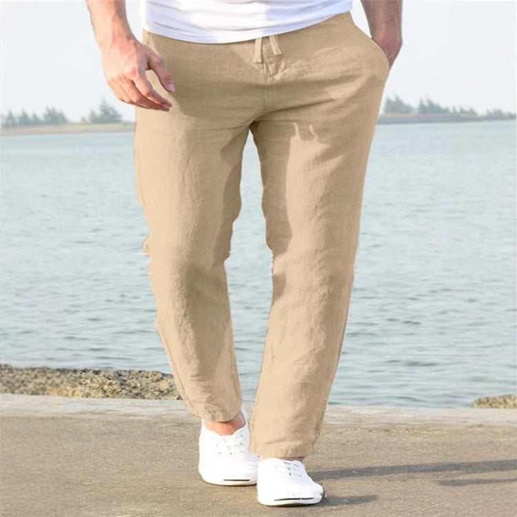 Mens Cotton Linen Casual Pants