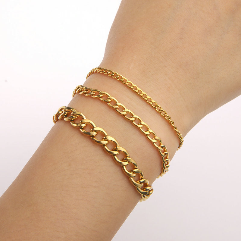Cuban Chain Bracelet Stainless Steel Geometric Link Jewelry