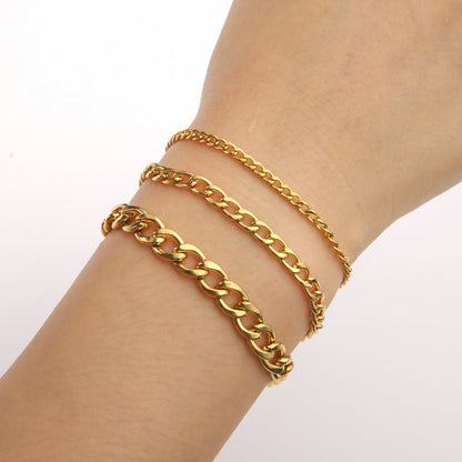 Cuban Chain Bracelet Stainless Steel Geometric Link Jewelry
