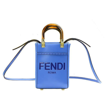 Fendi  Vitello King Plexiglass Logo Embossed Mini Fendi Sunshine Shopper Tote