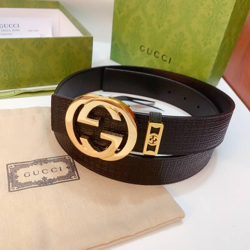 GUCCI Embellished coated-canvas and leather belt &
