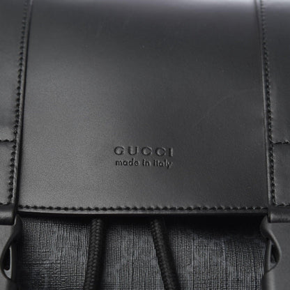 Gucci Soft GG Supreme Monogram Appia Calfskin Web Double Buckle Backpack Black
