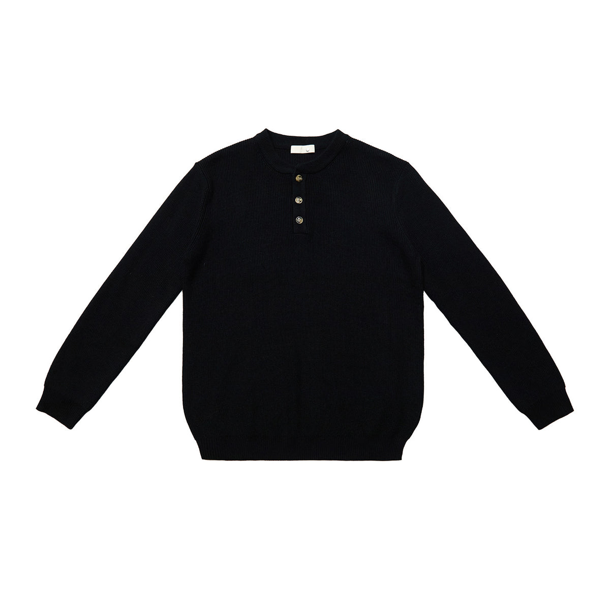 Ribbed Henley Collar Knit Sweater
