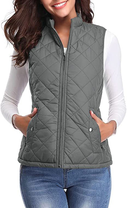 Quilted Stand Collar Cotton Vest