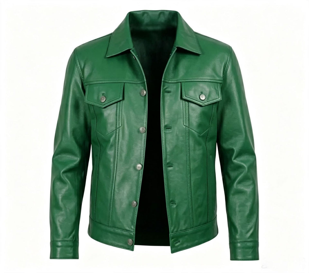 Mens PU Leather Notch Lapel Jacket