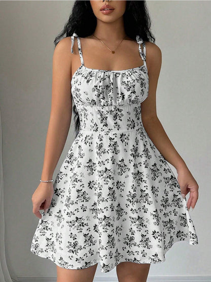 Summer Floral Suspender Mini Dress