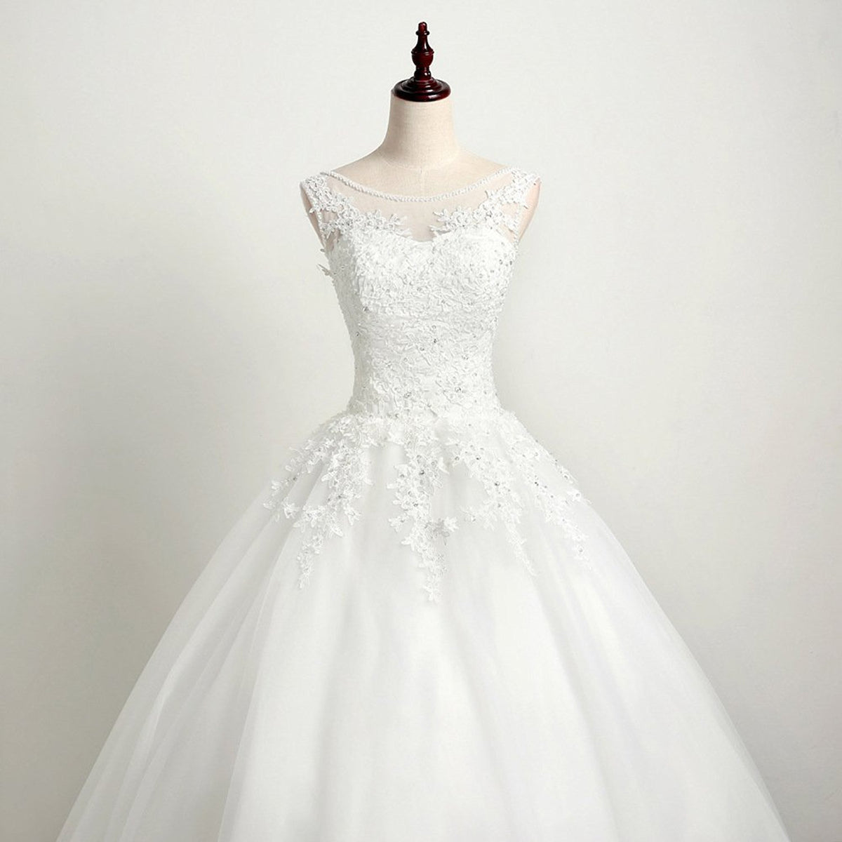 Ivory White Lace Maternity Wedding Dress with Train