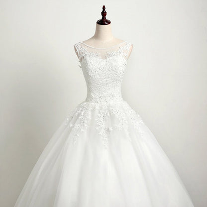 Ivory White Lace Maternity Wedding Dress with Train