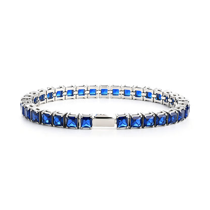 Stainless Steel Tennis Chain Bracelet Square Zircon Light Luxury Jewelry